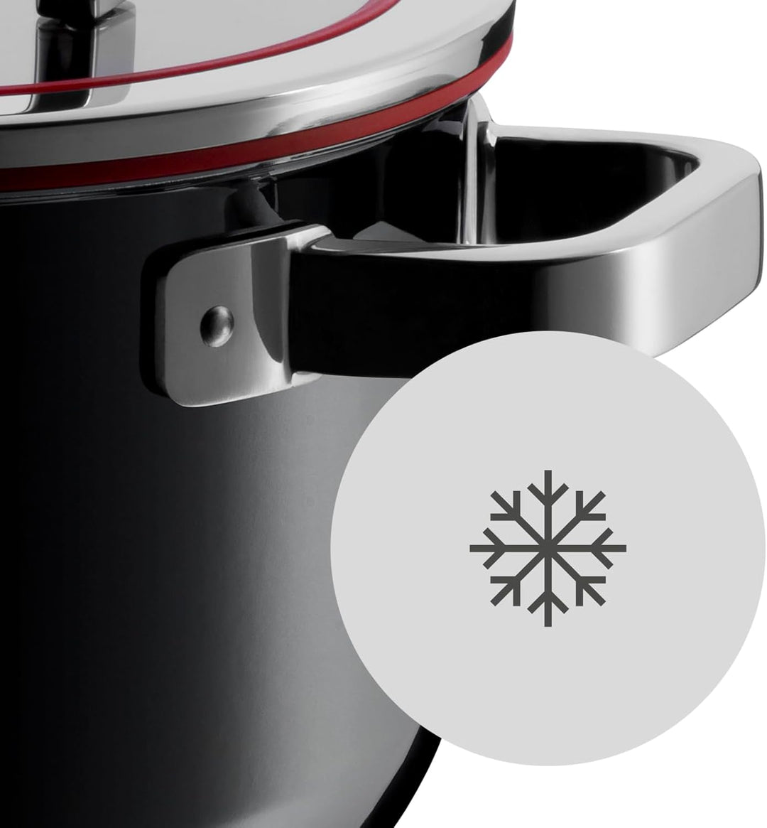 WMF Fusiontec Functional Stielkasserolle 16cm Glasdeckel mit Abgiessfunktion, Kochtopf klein 1,3l, I