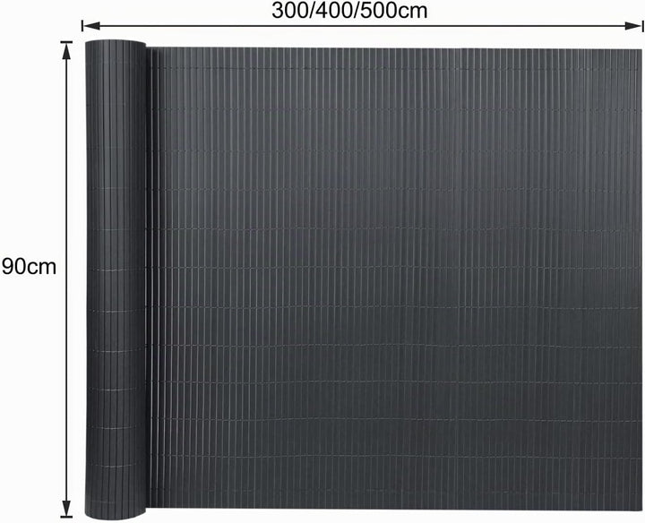 PVC Sichtschutzmatte Sichtschutzzaun 90x300CM,Anthrazit,Outdoor Sichtschutz mit verstärkten Lamellen