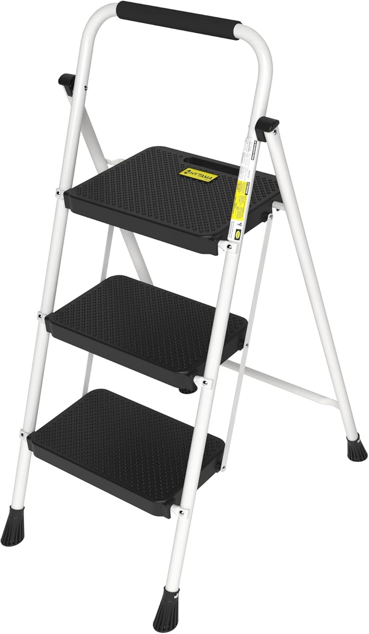 HYTAMA Klapphocker mit breitem, rutschfestem Pedal, robuste Stahlleiter, bequemer Griff, leicht, tra