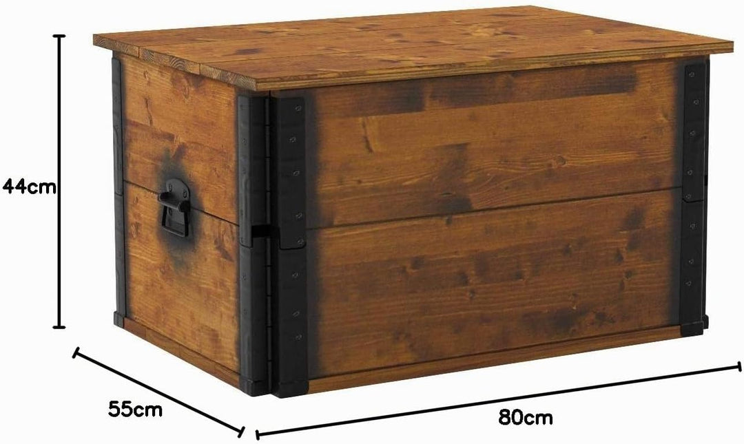 Uncle Joe´s Holzkiste Truhe Couchtisch Beistelltisch Vintage Shabby chic Landhaus Massivholz nussbau