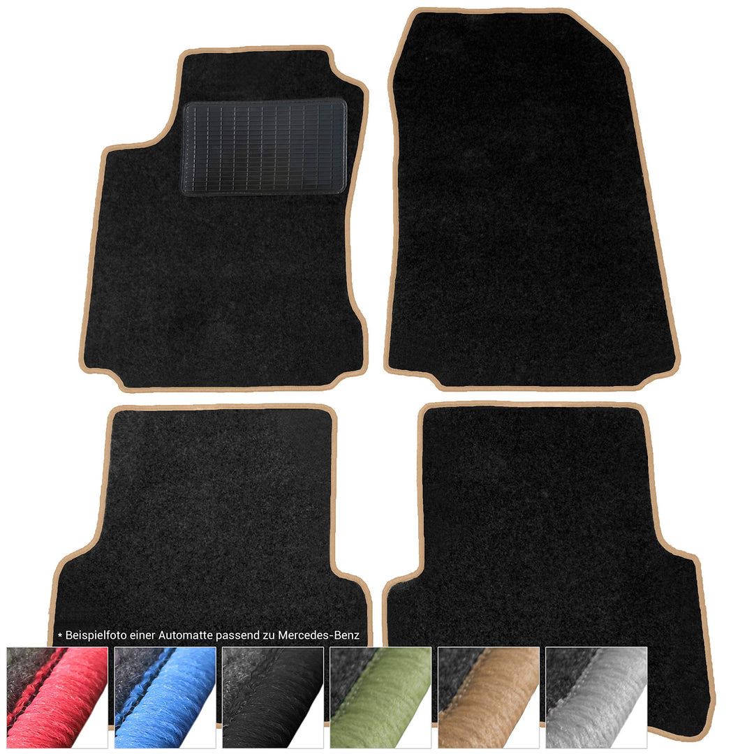 moto-MOLTICO Fussmatten Auto Velours Autoteppiche Schwarz Automatten Set 4-teilig passend für Merced