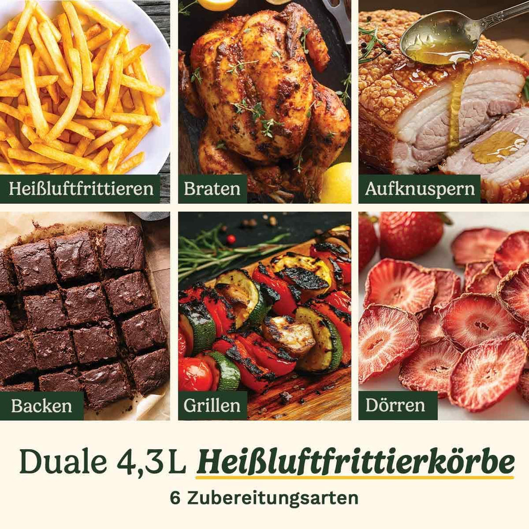 Cuisinart Tri Zone 13,6L Heissluftfritteuse & Ofen | PFAS-frei | 3 Zonen | 2×4,3L Körbe + 5L Schubla