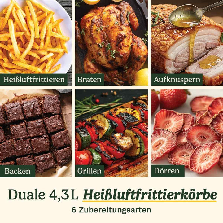 Cuisinart Tri Zone 13,6L Heissluftfritteuse & Ofen | PFAS-frei | 3 Zonen | 2×4,3L Körbe + 5L Schubla