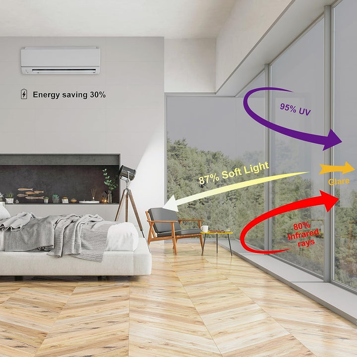 Cinbee Sonnenschutzfolie Fenster innen oder aussen 90x200 cm, Selbstklebende Spiegelfolie Fenster Hi