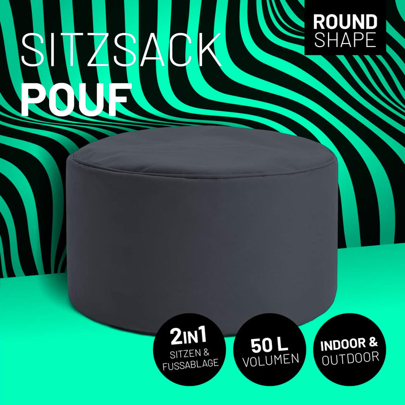 Lumaland Sitzsack Pouf (50 L) | Kompakter Sitzsack mit 3-in-1-Funktion: bequemer Hocker, praktisches