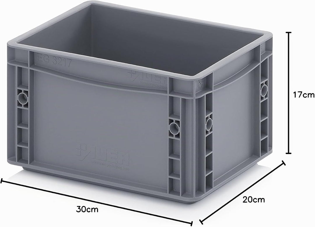 Auer Packaging 2x Eurobehälter 30 x 20 x 17 grau inkl. gratis Zollstock 2er Set