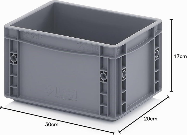 Auer Packaging 2x Eurobehälter 30 x 20 x 17 grau inkl. gratis Zollstock 2er Set
