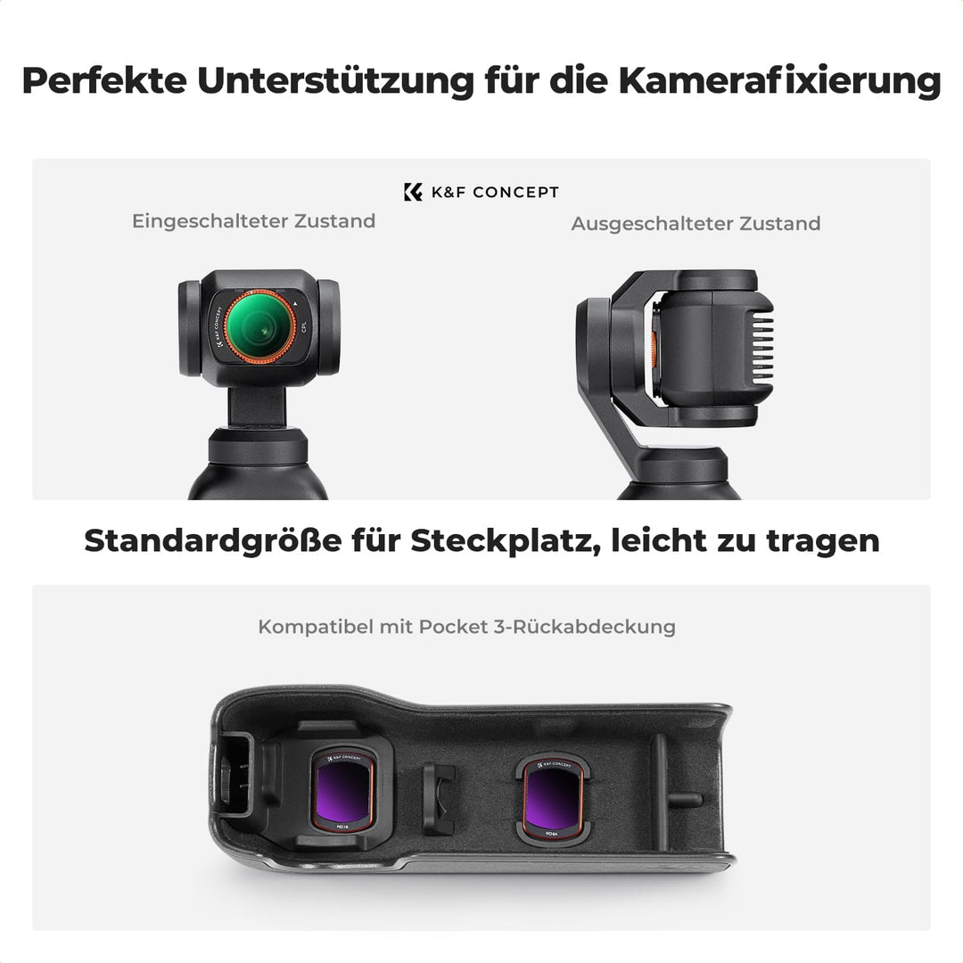 K&F CONCEPT magnetisches ND Filter Set, kompatibel mit DJI Osmo Pocket 3, 4er Pack CPL Filter, ND16,