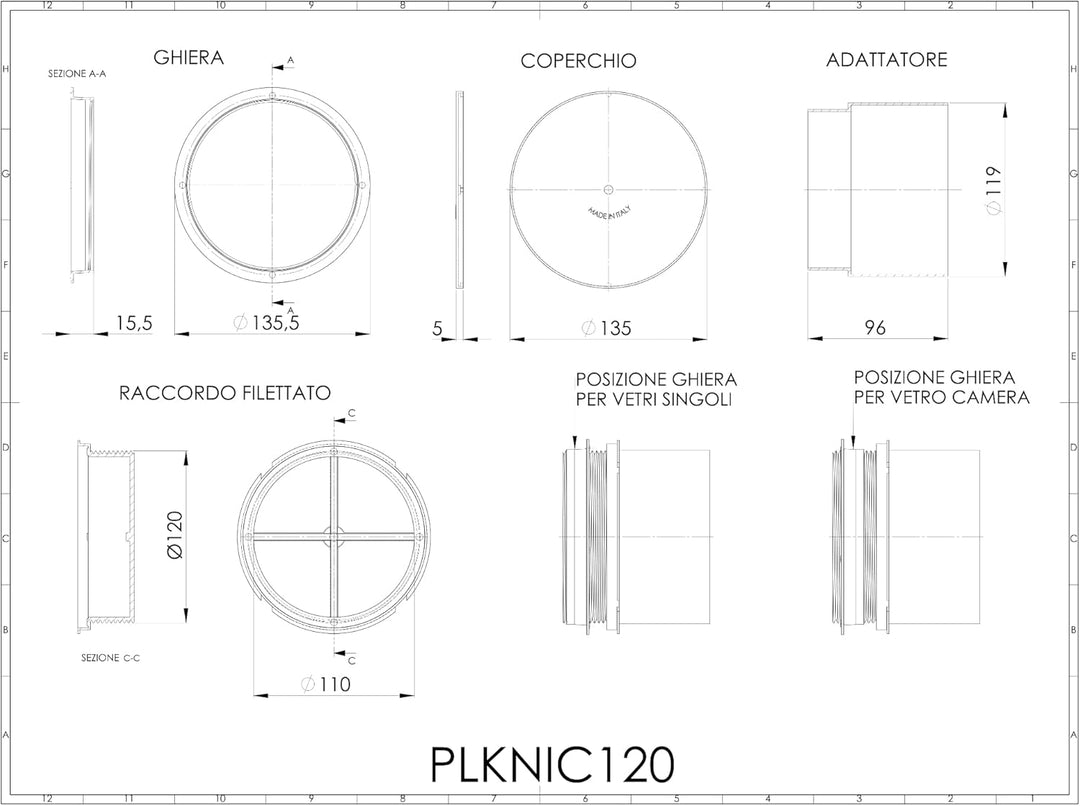 Plikc Nic120 - Kappe für Klimaanlagen, 120 mm Loch, Durchmesser 120 mm