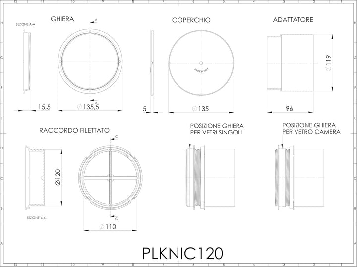 Plikc Nic120 - Kappe für Klimaanlagen, 120 mm Loch, Durchmesser 120 mm