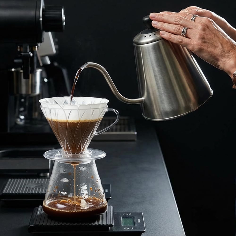 MAXWIN Pour Over Kaffee Wasserkocher 1L,Schwanenhals Langer Auslauf,Kaffeekocher Teekanne Kaffeekess