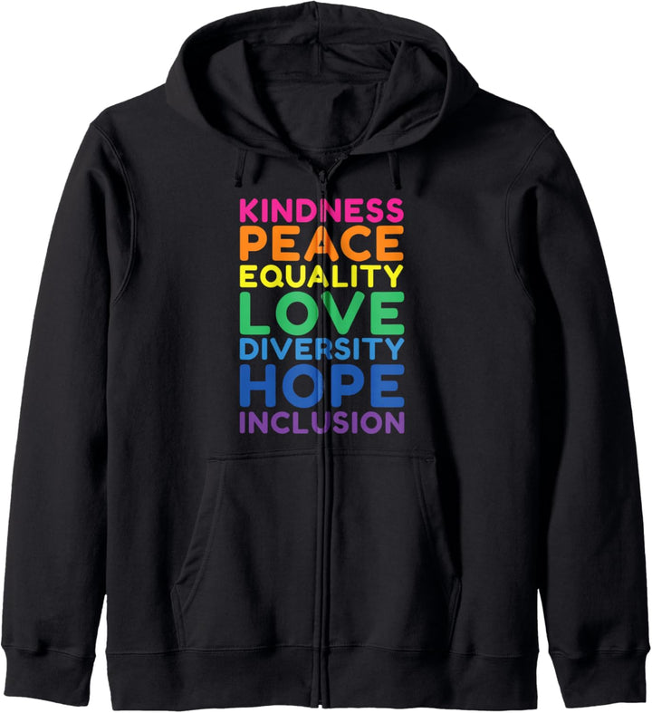 Freundlichkeit Frieden Gleichheit Stolz Regenbogen Kapuzenjacke