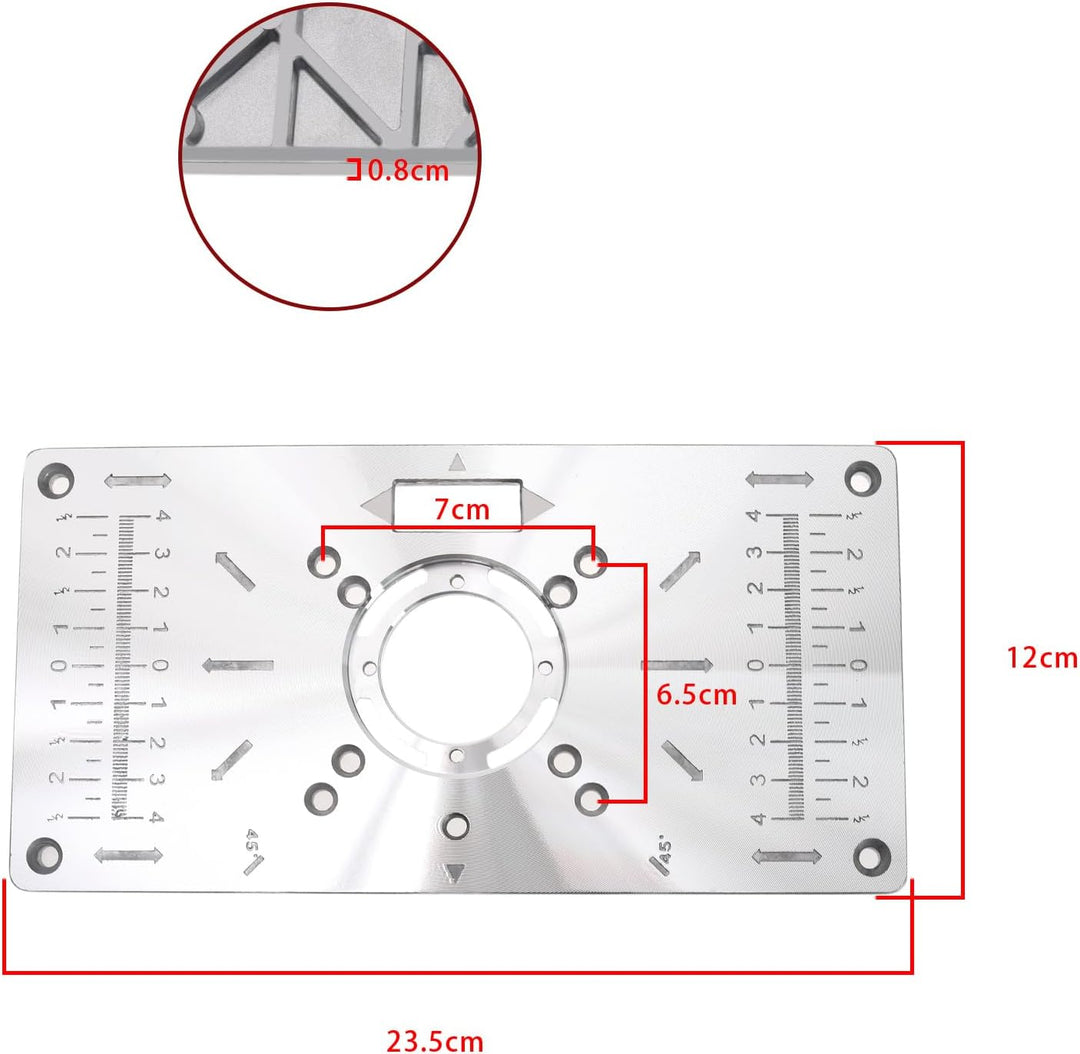 Create idea Oberfräsen Tisch Einsatzplatte, Kompatibel mit Makita-Oberfräsen, Trimmmaschine aus Alum