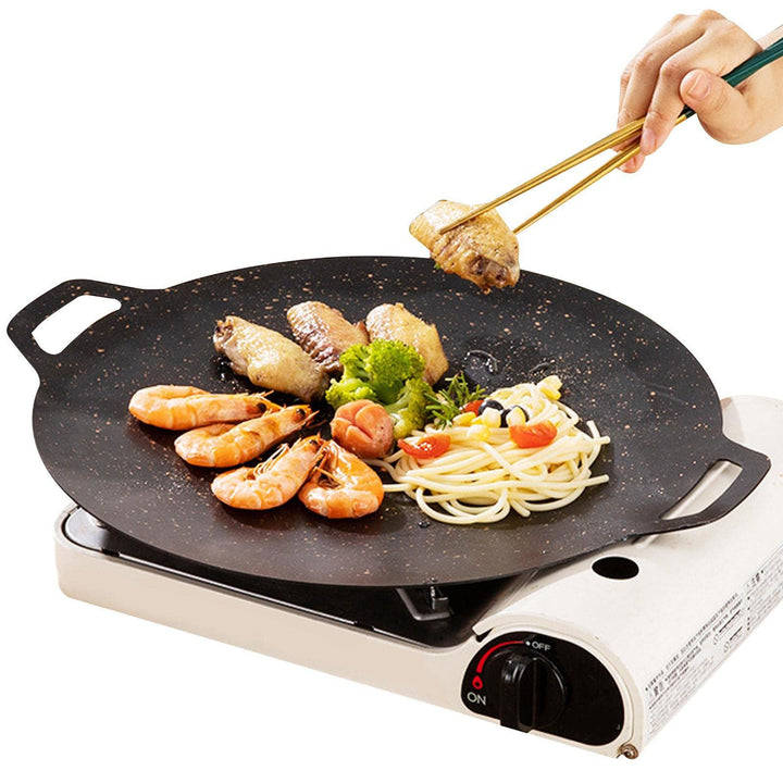 Koreanische Grillpfanne Flache Induktions-Grillplatte für Grillplatte - Beschichtete, runde, antihaf