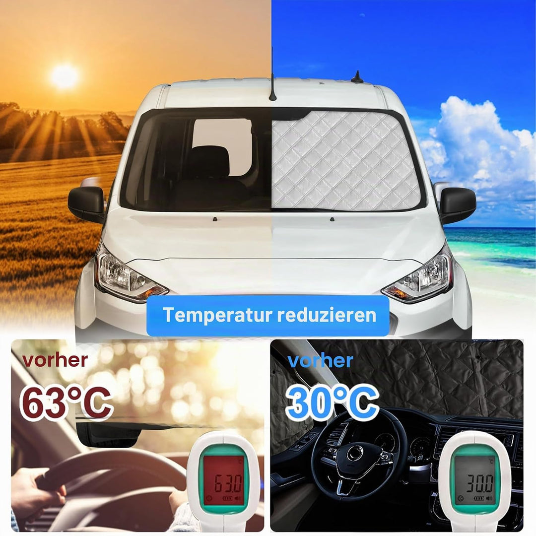 Thermomatte Fahrerhaus Innen für 2012-2022 Ford Tourneo Connect, 8PCS SWB Faltbare Isolierte Sonnens