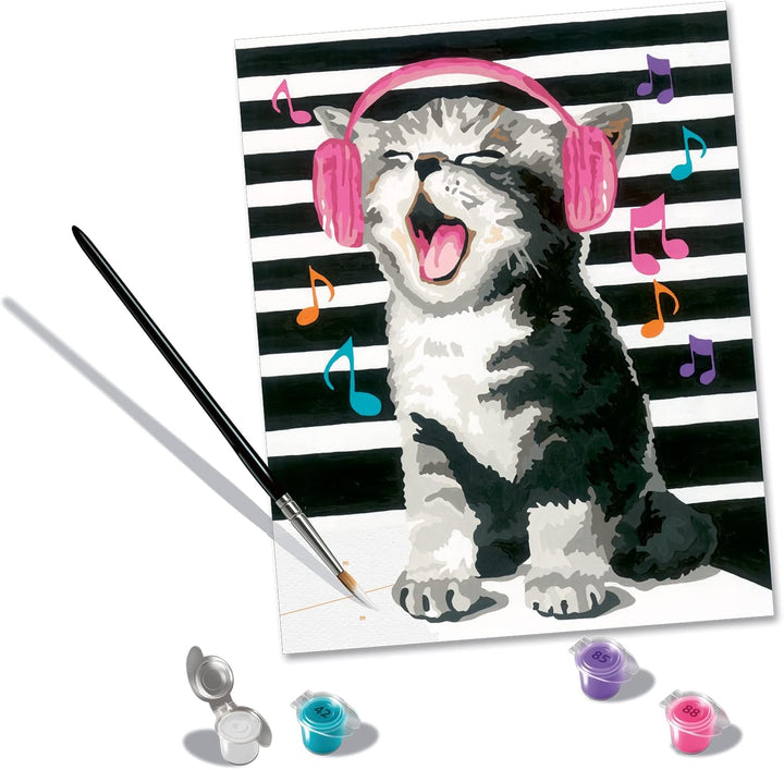 Ravensburger CreArt 23545 - Singende Katze - Malen nach Zahlen Erwachsene, DIY Malset mit Pinsel und
