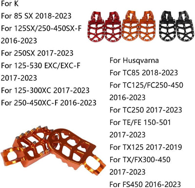 Motorcycle Dirt Bike FootRest Rest Footpegs Foot Pegs Pedals For KTM SX SXF EXC EXCF XC XCF XCW XCFW