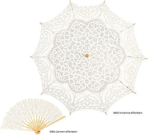 VON LILIENFELD Vivienne Sonnenschirm Hochzeitsschirm Spitze Brautschirm elfenbein, Elfenbein