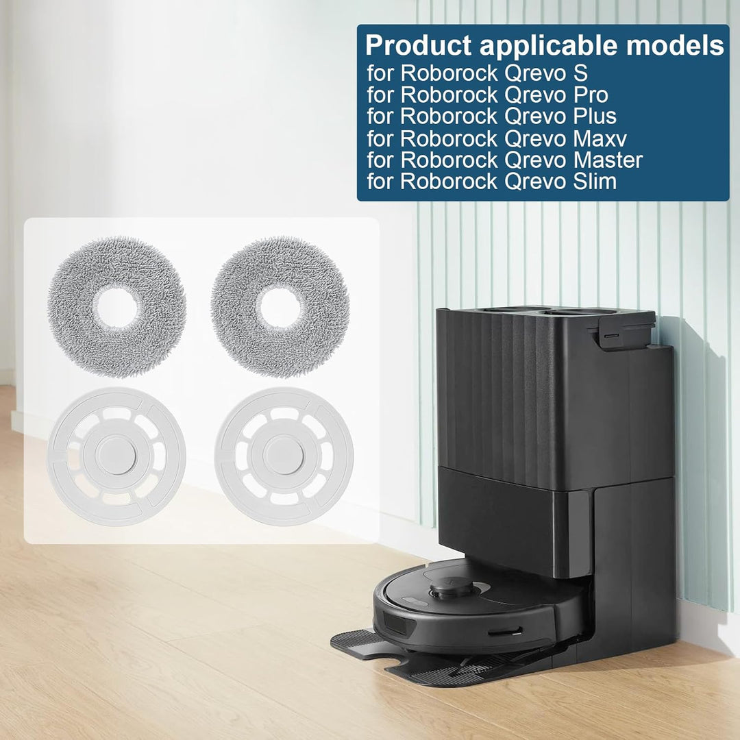 Wischtücher mit Ersatzhalterung für Roborock Qrevo S/Qrevo Master/Qrevo Pro/Qrevo Plus/Qrevo Maxv/Qr