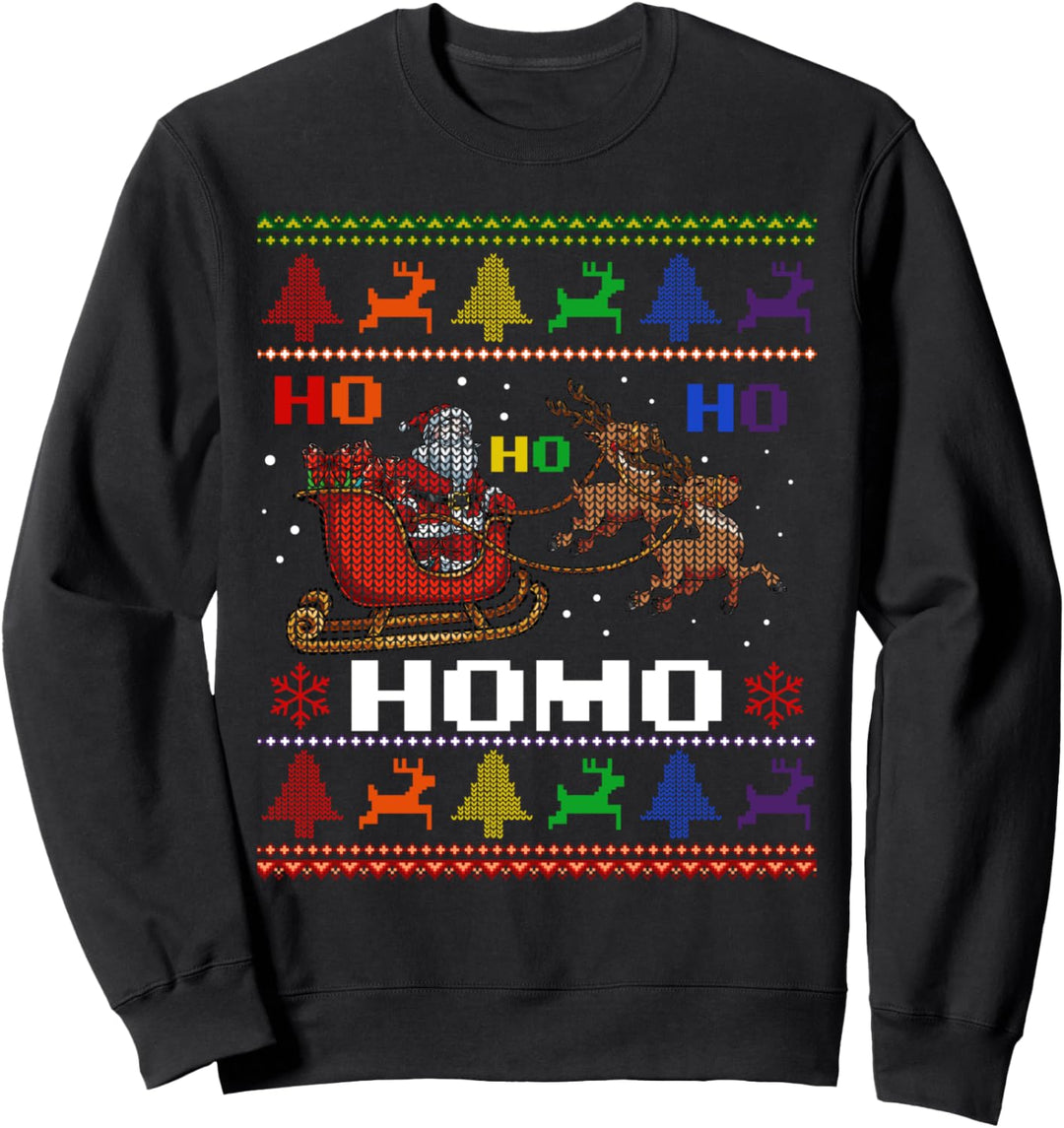 Ho Ho Homo Frohe Weihnachten LGBT Gay Regenbogen Schwul Sweatshirt