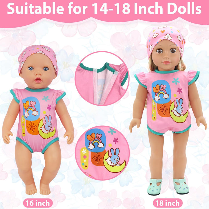 4 Komplette Outfits Puppenkleidung Puppen Set für 33-40 cm und 13-16 Zoll Puppen Enthält Strampler,
