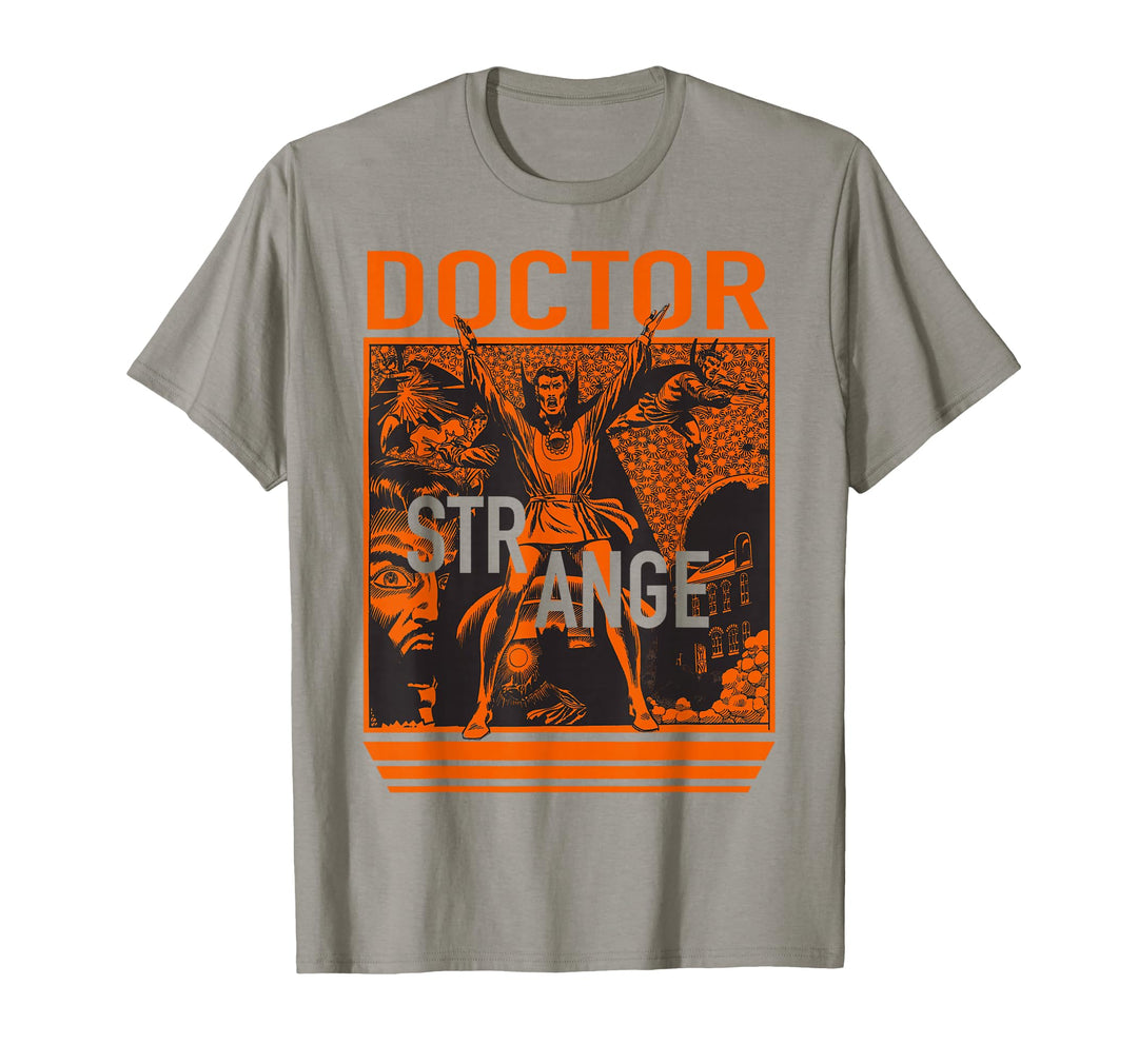 Womens Marvel Doctor Strange Orange Retro Comic Graphic T-Shirt XL Silver