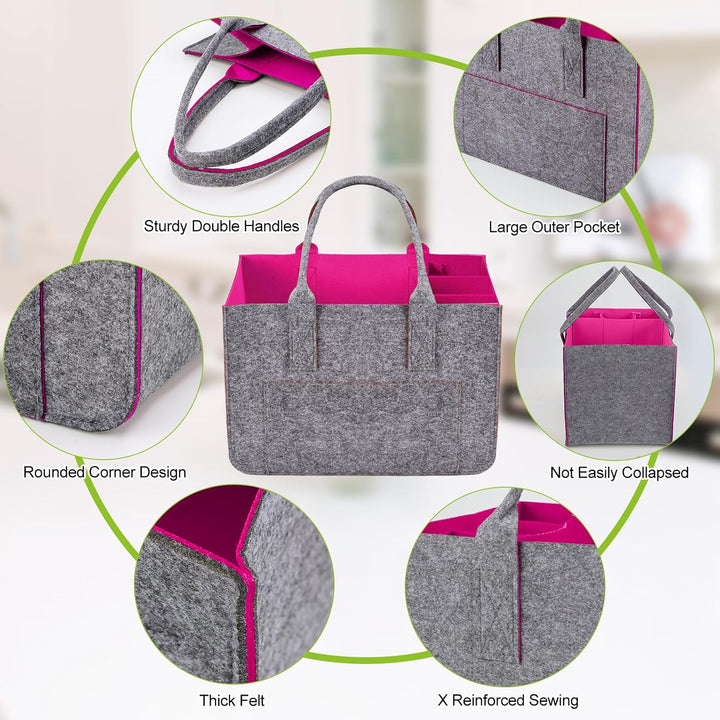 Eurhomewit Filztasche Einkaufstasche mit Fächern, Filztasche Gross 30L Faltbar und Robust Filz Einka