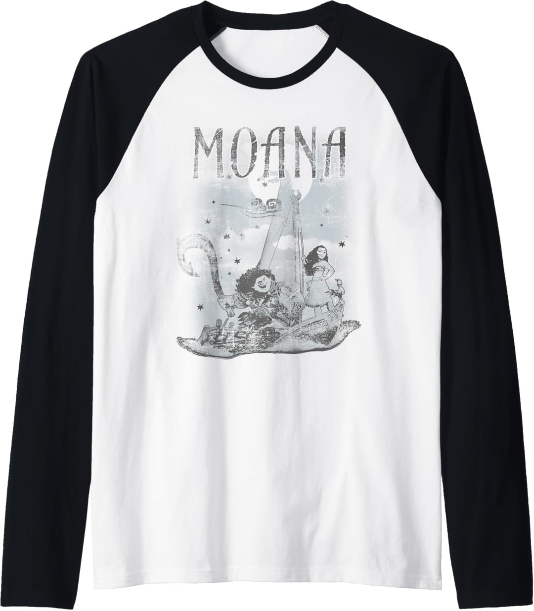 Disney Moana Maui And Moana Boat Sketch Raglan