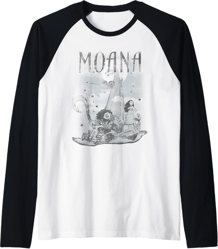 Disney Moana Maui And Moana Boat Sketch Raglan