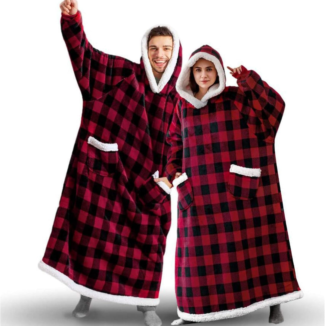 Ärmeldecke Kuscheldecke mit Ärmeln Rot Decke mit Hut 80 x 150 cm Hoodie Decke Unisex 150 lang Rot sc