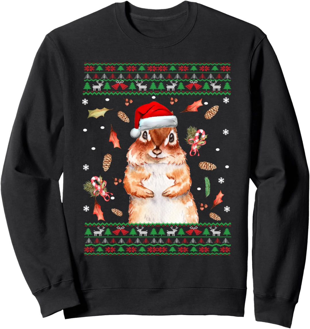 Weihnachtsmütze Eichhörnchen Ugly Christmas Sweater Tree Vacation Xmas Sweatshirt