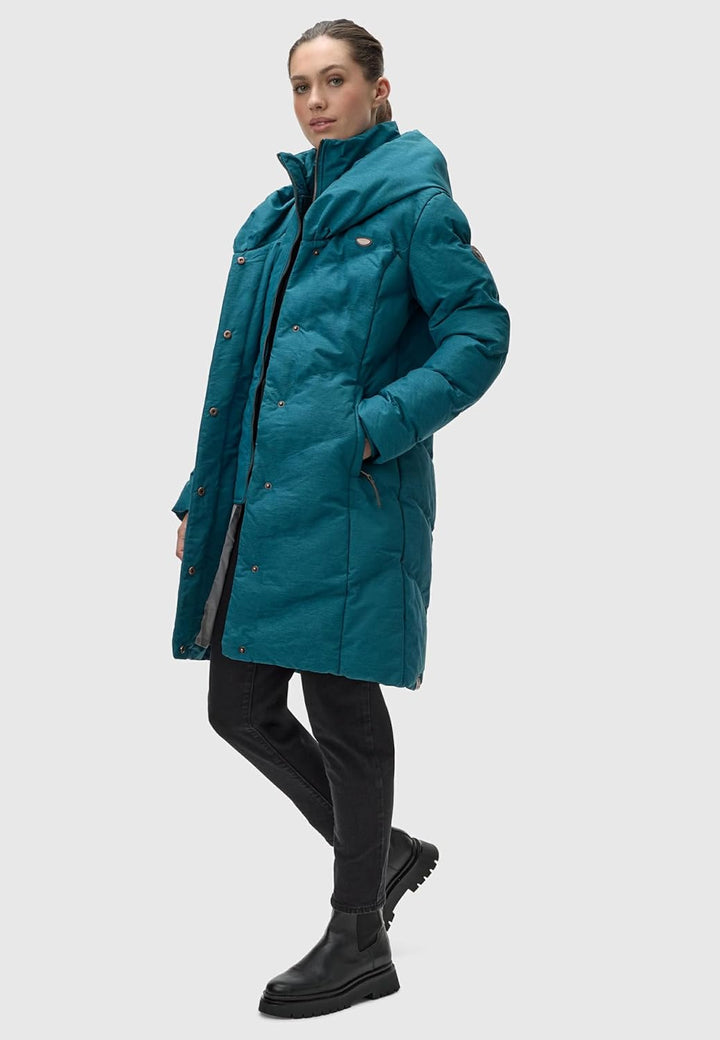 Ragwear Damen Warmer Wintermantel Steppmantel wasserdicht mit Kapuze Natalka Melange XS-6XL L Deep O