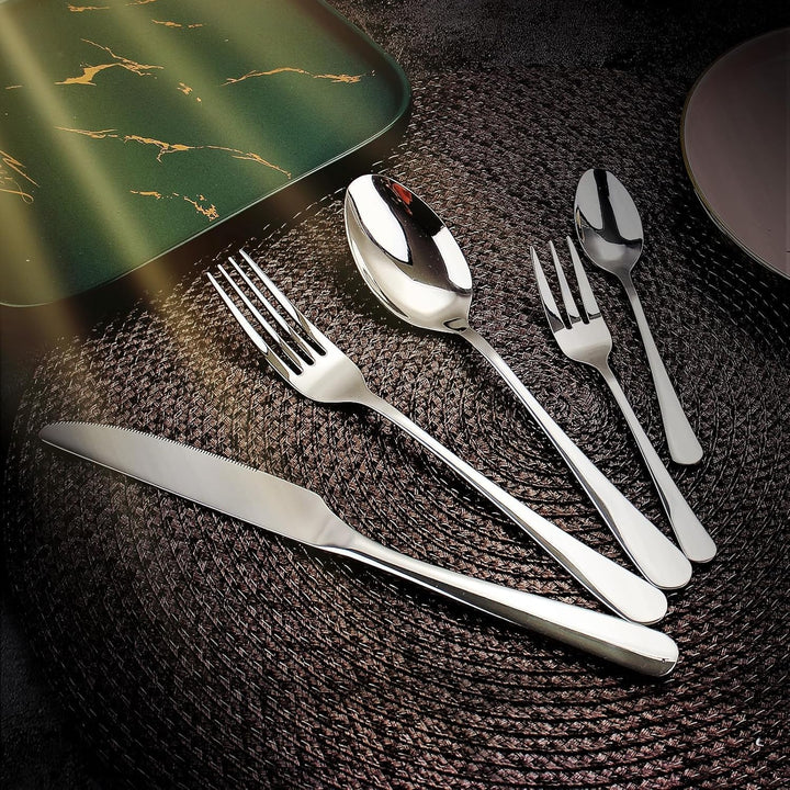 Besteck Set für 12 Personen, 60 teilig Bestecksets, Essbesteck Set inkl. Messer, Gabel, Löffel, Best
