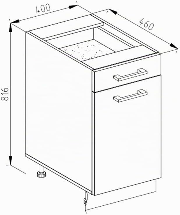 Vicco Küchenunterschrank R-Line, Weiss Hochglanz/Anthrazit, 40 cm ohne Arbeitsplatte Weiss Hochglanz