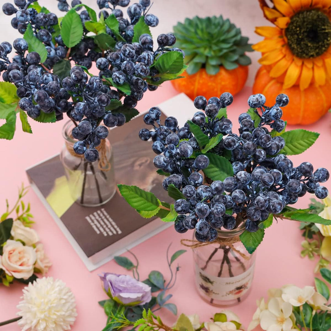 Meiwlong 3 Stück Künstlich BlauBeeren Blumen Gefälschte Schaum Beeren Dekoration Hochzeit Zuhause Pa
