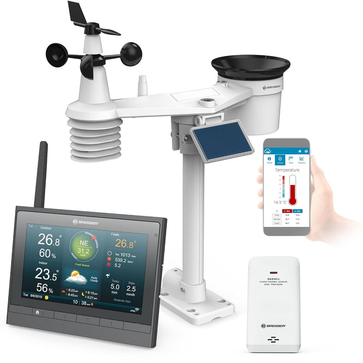 Bresser Wetterstation Funk mit Aussensensor - solarbetrieben - und Thermo-Hygro-Funksensor MeteoCham