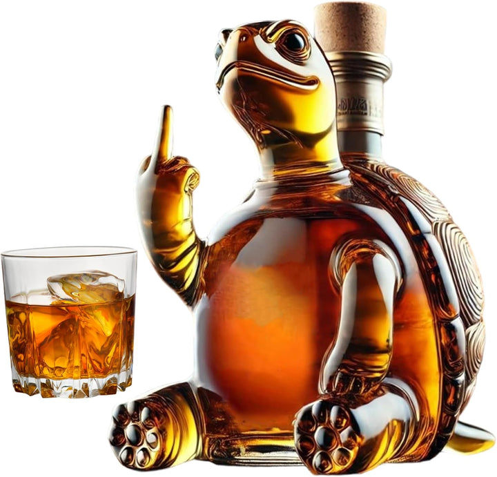 Whisky -Dekanter, 350 ml Schildkrötenweinkatalter zeigt seinen Mittelfinger, 5.1x5.1x7.1 Transparent