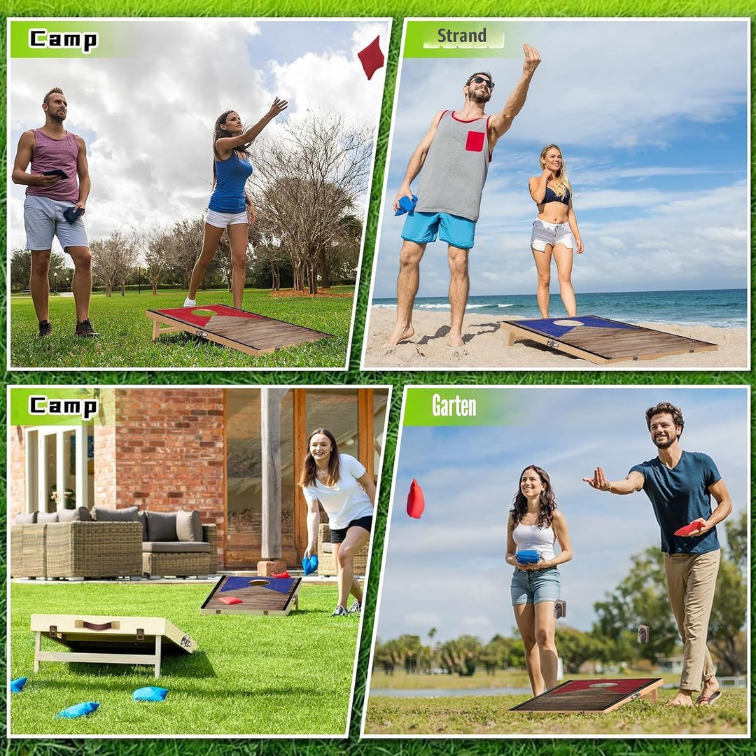 NZQXJXZ 90 x 60 cm Faltbar Cornhole Spiel Outdoor Cornhole Säckchen mit 8 Bohnensäcke & Tragetasche