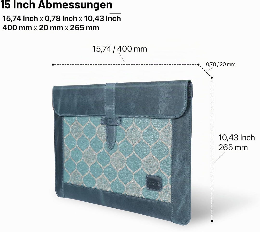 Londo Echtleder Tasche, Hülle für MacBook Pro – 15 &amp; 16 Zoll Kompatibel mit M1 und 2020 Model (Blau)