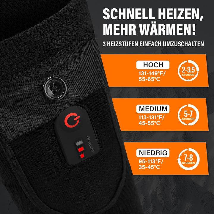 Dr.warm Beheizbare Socken Wiederaufladbare, Elektrische Beheizte Socken für Damen Herren, Winter Hei