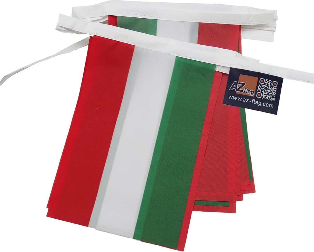AZ FLAG FAHNENKETTE UNGARN 12 Meter mit 20 flaggen 45x30cm- UNGARISCHE Girlande Flaggenkette 30 x 45