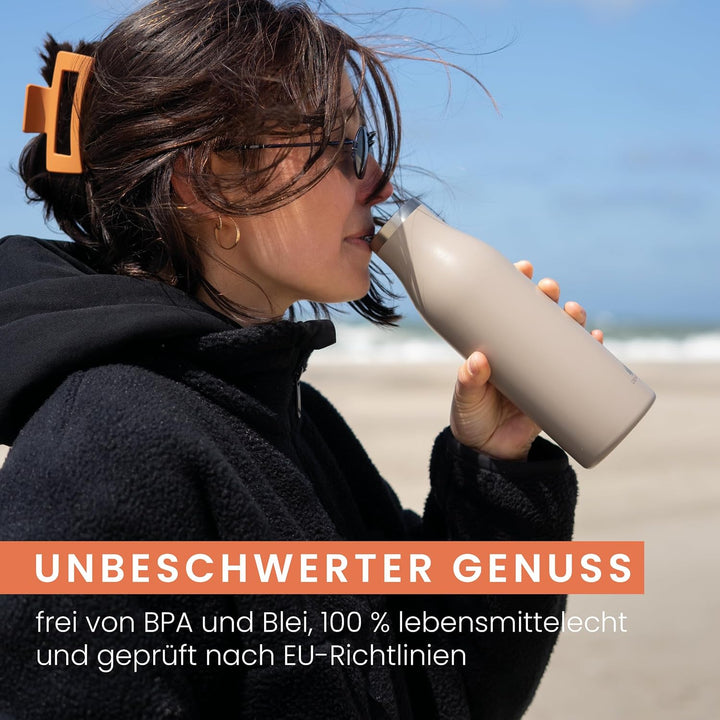 Groenenberg Trinkflasche Edelstahl 500ml oder 750ml | 100% Auslaufsicher | Thermosflasche Kohlensäur