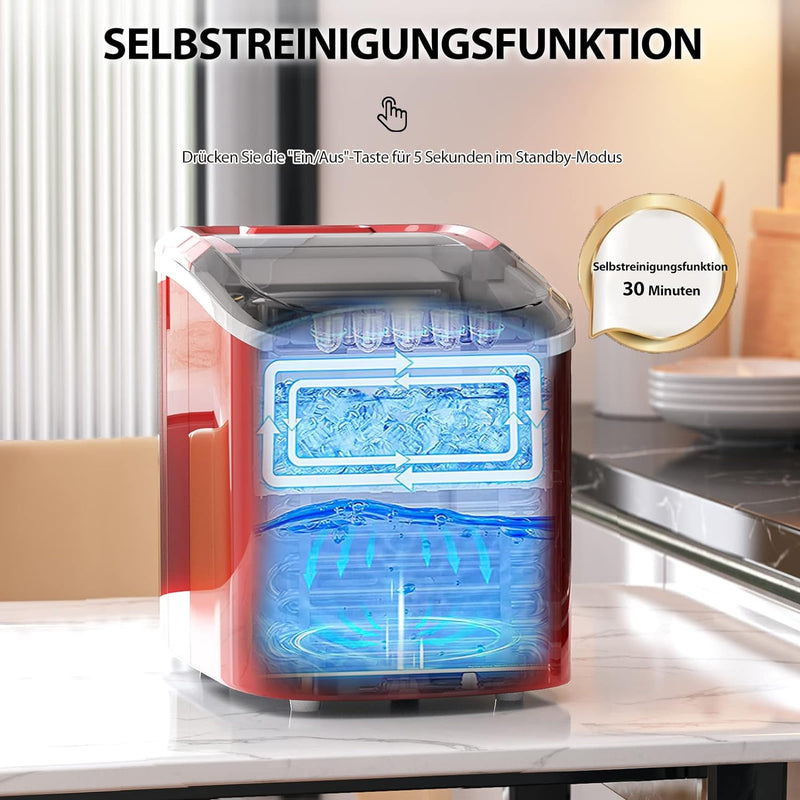 COSTWAY 2,2 L Eiswürfelmaschine 12kg/24H, Ice Maker 9 Eiswürfel in 6-13min, Elektrischer Eiswürfelbe