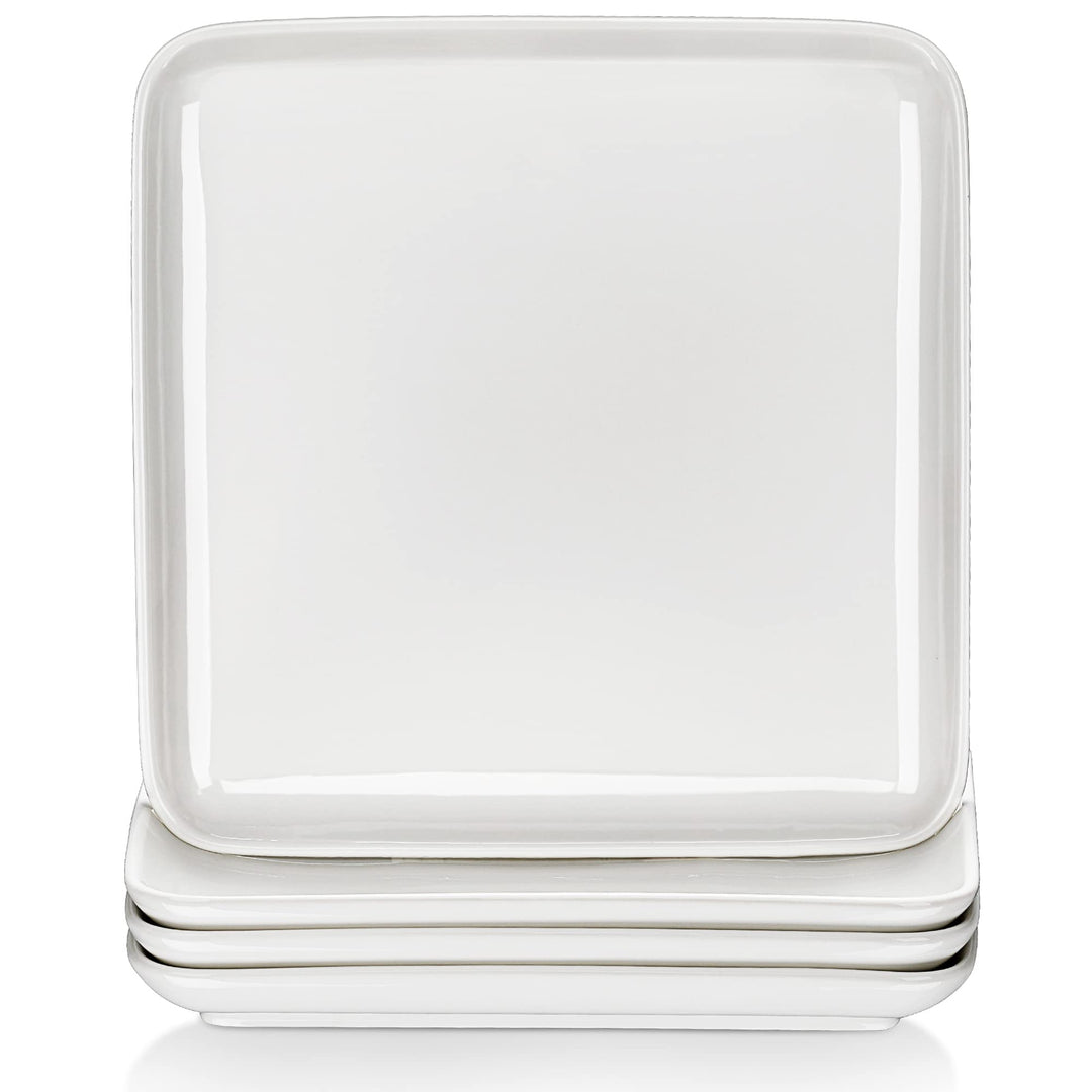 MALACASA, Serie Ivy, 4 teilig Set Porzellan Flachteller Speiseteller Essteller 25,8 X 25,8 X 3 cm fü