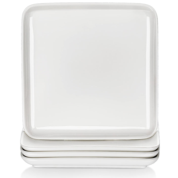 MALACASA, Serie Ivy, 4 teilig Set Porzellan Flachteller Speiseteller Essteller 25,8 X 25,8 X 3 cm fü