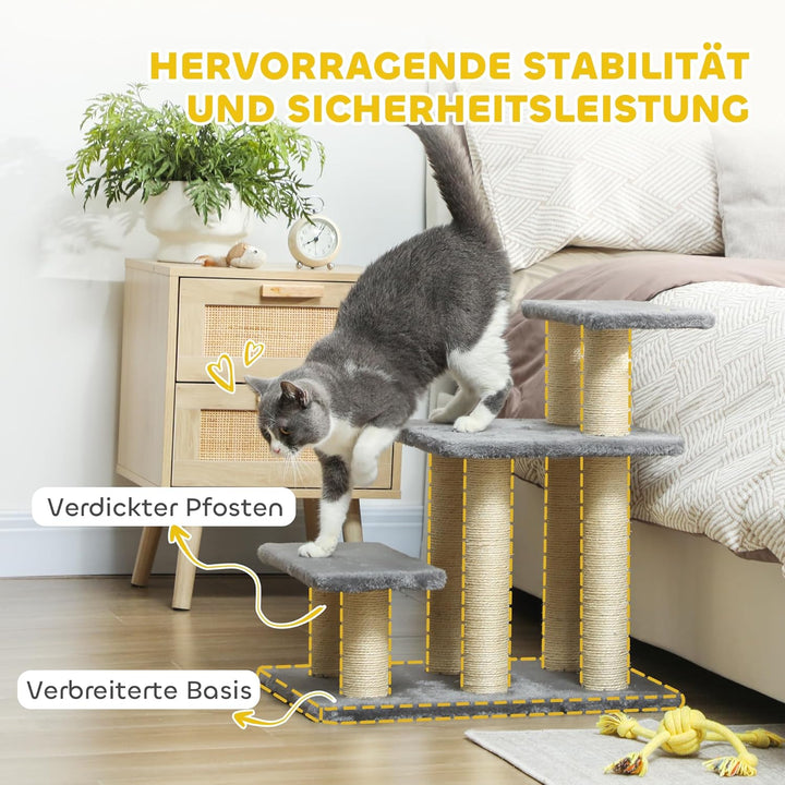 PawHut Hundetreppe 3 Stufen 54 cm Hoch Haustiertreppe für Kleine Hunde Katzentreppe Hunderampe mit S