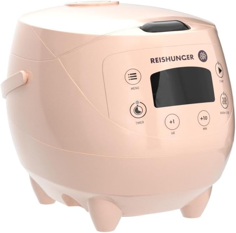 REISHUNGER Digitaler Reiskocher klein, rosa | 0,6 L bis 3 Personen | Warmhaltefunktion, Timer & Prem
