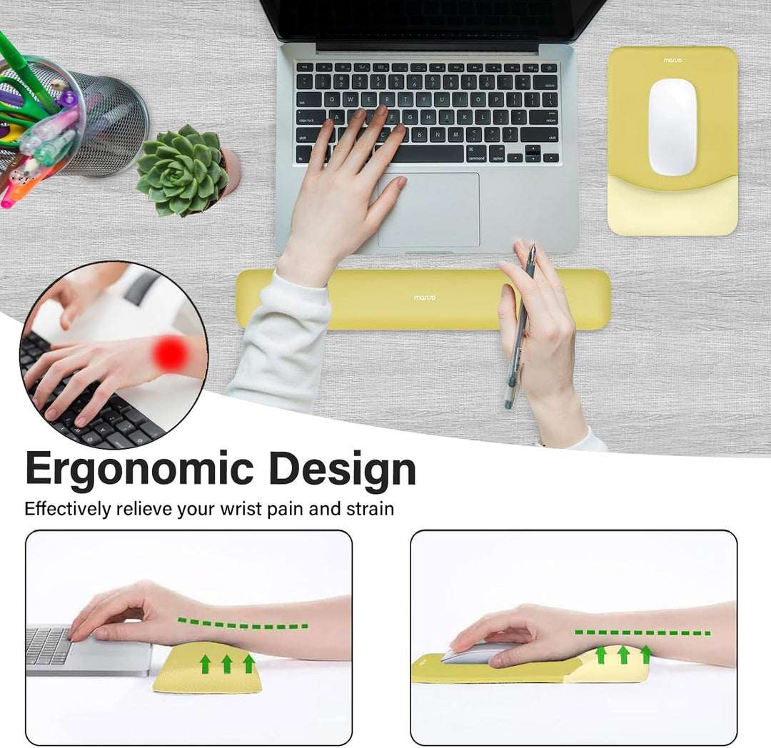 MOSISO Handballenauflage für Mauspad & Tastatur Set – Rechteckig Ergonomisches Mauspad & Handauflage