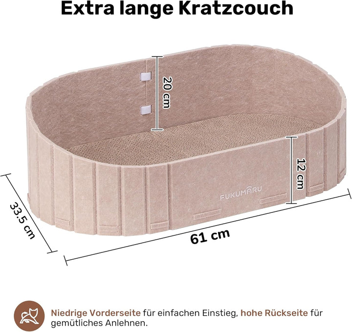 FUKUMARU Kratzbrett für Katzen, 61 cm Kratzpappe in Sofa-Form, Umkehrbares Katzenbett, Runde Kratzpa