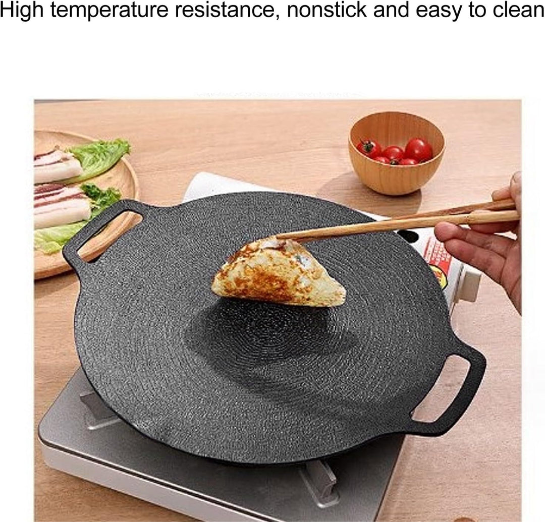 Zerodis BBQ-Grillpfanne, Runde Grillplatte aus Antihaftbeschichtetem Eisen für Camping (Gross: 50 cm